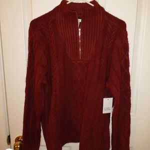 Warm  WINE color  1/4 zip Sweater